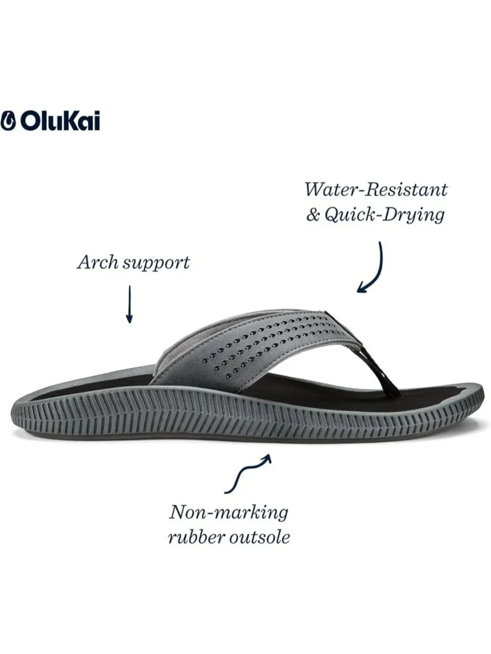 Men's Shadow Beach Sandals Water Resistant Flip Flops Arch Support&Comfort Fit